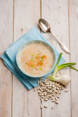 beans cream soup with leek and paprika