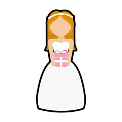 cartoon girl woman wedding marriage dress icon. Isolated and flat illustration. Vector graphic