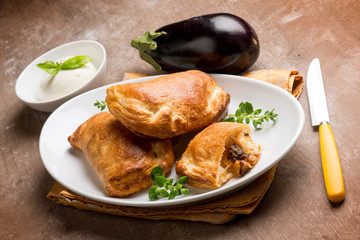 panzerotti stuffed with mozzarella and aubergine