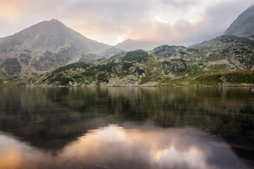 Fototapeta na wymiar Beautiful view of Carpathian Mountains, Romania. Retezat National Park. Glacier Lake