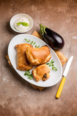 panzerotti stuffed with mozzarella and aubergine