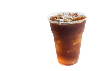 Ice of americano on white background