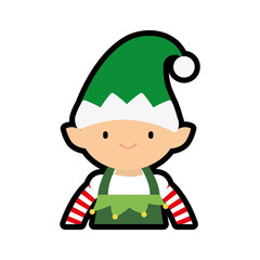 elf merry christmas cartoon celebration icon. Isolated and flat illustration. Vector graphic