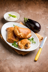 panzerotti stuffed with mozzarella and aubergine