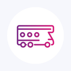 camping van line icon, camper, camping vehicle logo element isolated on white, vector illustration