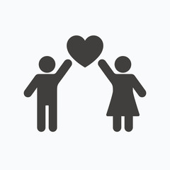 Couple love icon. Traditional young family sign.