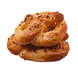 Pretzel isolated on white background, baked.