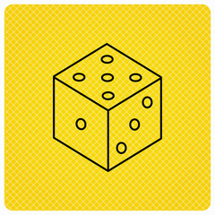 Dice icon. Casino gaming tool sign.