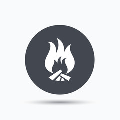 Fire icon. Blazing bonfire flame sign.