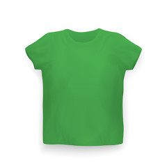 t-shirt mockup, green on white, vector illustration