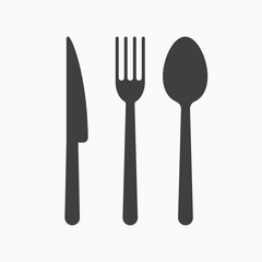 Fork, knife and spoon icons. Cutlery sign.