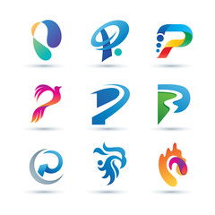 Set of Abstract Letter P Logo - Vibrant and Colorful Icons Logos
