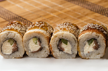 delicious sushi rolls on the table