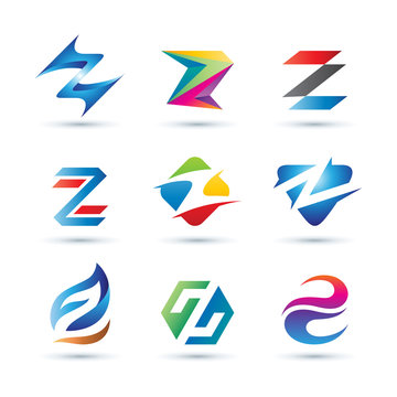 Set of Abstract Letter Z Logo - Vibrant and Colorful Icons Logos