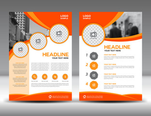 Orange business brochure flyer design layout template in A4 size