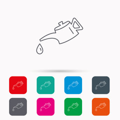 Motor oil icon. Fuel can with drop sign.