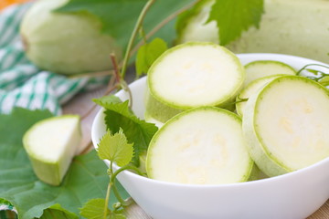 Marrow in a bowl prepared for cooking