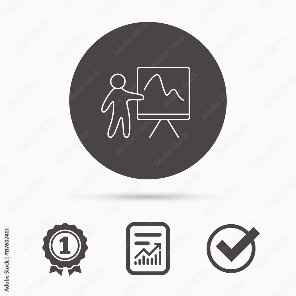 Poster presentation icon. statistics chart sign.
