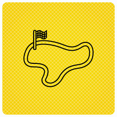 Race track or lap icon. Finish flag sign.