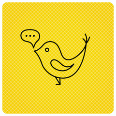 Bird with speech bubble icon. Short messages.