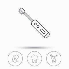 Tooth extraction, electric toothbrush icons.