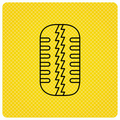 Tire tread icon. Car wheel sign.