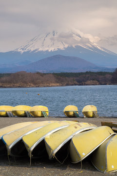 Lake Shoji and mountain Fuji