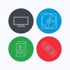 Sound, TV remote and hard disk icons.