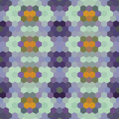 Kaleidoscopic low poly hexagon style vector mosaic background