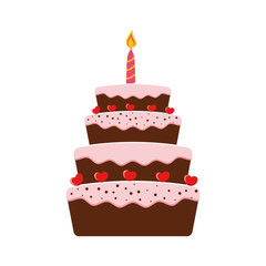 cake candle party cream bakery birthday icon. Isolated and flat illustration. Vector graphic