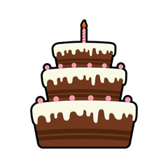 cake candle party cream bakery birthday icon. Isolated and flat illustration. Vector graphic