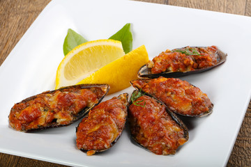 Baked mussels