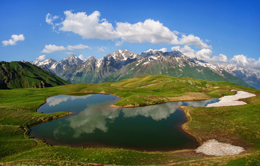 Koruldi mountain lake, Svaneti, Georgia.