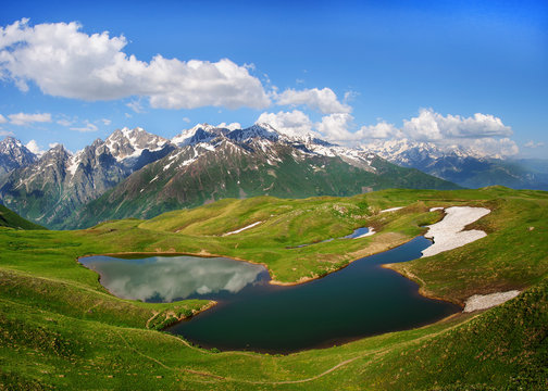 Koruldi mountain lake, Svaneti, Georgia.
