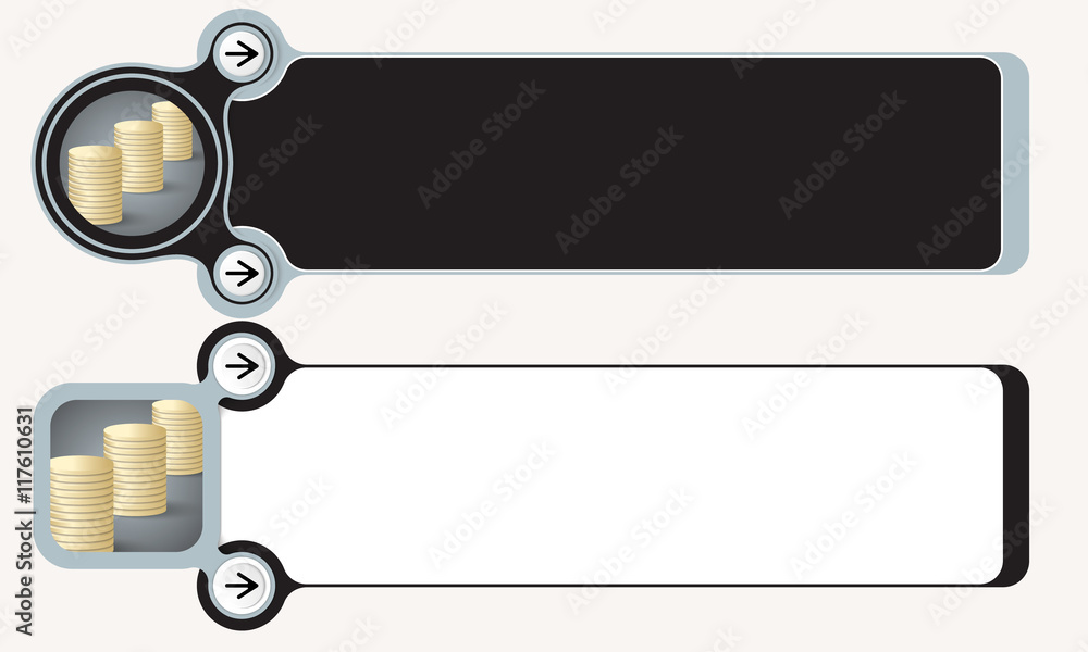 Aufkleber two abstract boxes for your text and coin