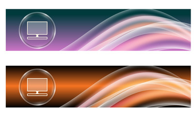 Set of two banners with colored rainbow and tv icon