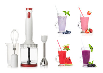 blender and smoothies isolated