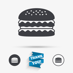 Hamburger icon. Burger food symbol.