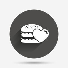 Hamburger icon. Burger food symbol.