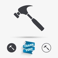 Hammer sign icon. Repair service symbol.