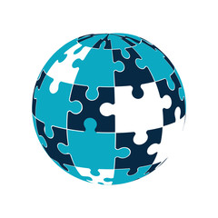 puzzle sphere jigsaw game figure icon. Isolated and flat illustration. Vector graphic