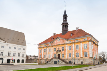 Fototapeta na wymiar Old building of Town Hall. Narva town, Estonia