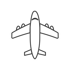 airplane transportation white travel commercial icon. Isolated and flat illustration. Vector graphic