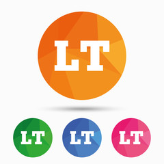 Lithuanian language sign icon. LT translation