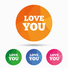 Love you sign icon. Valentines day symbol.