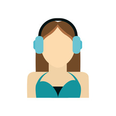 girl headphone woman female head person icon. Isolated and flat illustration. Vector graphic