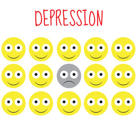 Smiley vector, depression, sadness, emotions. Vector illustration