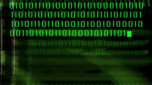 Technology and binary code on computer screen