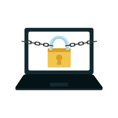 padlock laptop security system protection icon. Isolated and flat illustration. Vector graphic