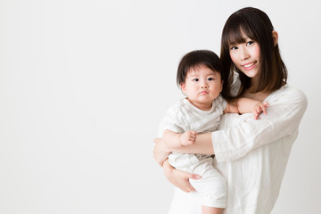 portrait of asian mother and baby
